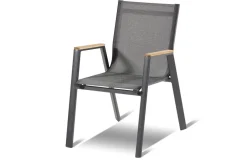 HARTMAN Aruba Teak Garten-Essgruppe, xerix, Alu/Textilene, Tisch 180/240x100cm, 4 Stapel-, 2 Klappstühle