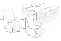 HARTMAN Aruba Teak Garten-Essgruppe, xerix, Alu/Textilene, Tisch 180/240x100cm, 4 Stapel-, 2 Klappstühle