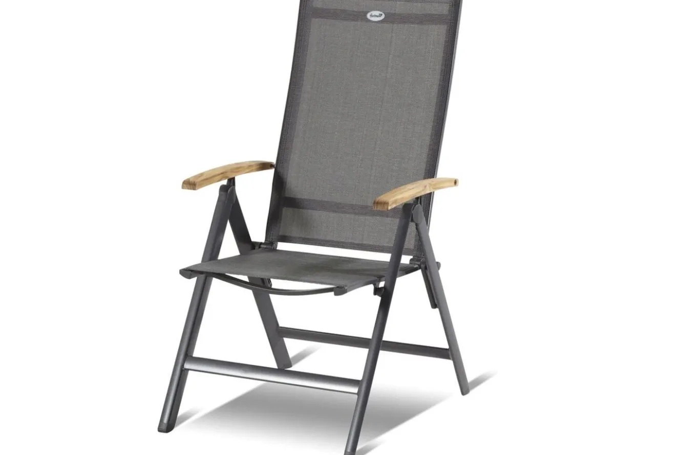 HARTMAN Aruba Teak Garten-Essgruppe, xerix, Alu/Textilene, Tisch 180/240x100cm, 6 Klappstühle
