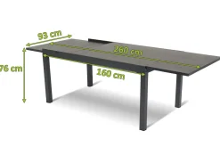 HARTMAN Ausziehtisch Tipperary xerix/stone grey, Aluminium/HPL, 160/260x93cm