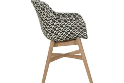 HARTMAN Delphine Armlehnensessel, Schwarz/Weiß, Teak / Geflecht, 63 x 61 x 84 cm, Hohe Belastbarkeit, Langlebig