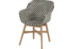 HARTMAN Delphine Armlehnensessel, Schwarz/Weiß, Teak / Geflecht, 63 x 61 x 84 cm, Hohe Belastbarkeit, Langlebig