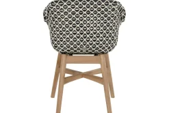 HARTMAN Delphine Armlehnensessel, Schwarz/Weiß, Teak / Geflecht, 63 x 61 x 84 cm, Hohe Belastbarkeit, Langlebig