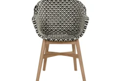 HARTMAN Delphine Armlehnensessel, Schwarz/Weiß, Teak / Geflecht, 63 x 61 x 84 cm, Hohe Belastbarkeit, Langlebig