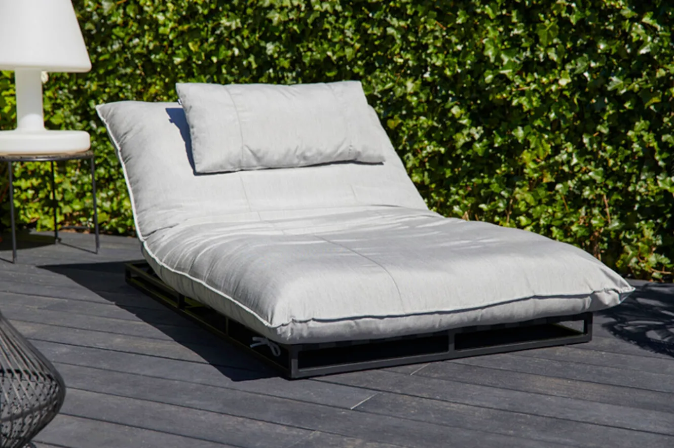 HARTMAN Emma Loungeliege, schwarz/marmor, Alu/Sunbrella, 196x125x41 cm, Rückenlehne verstellbar