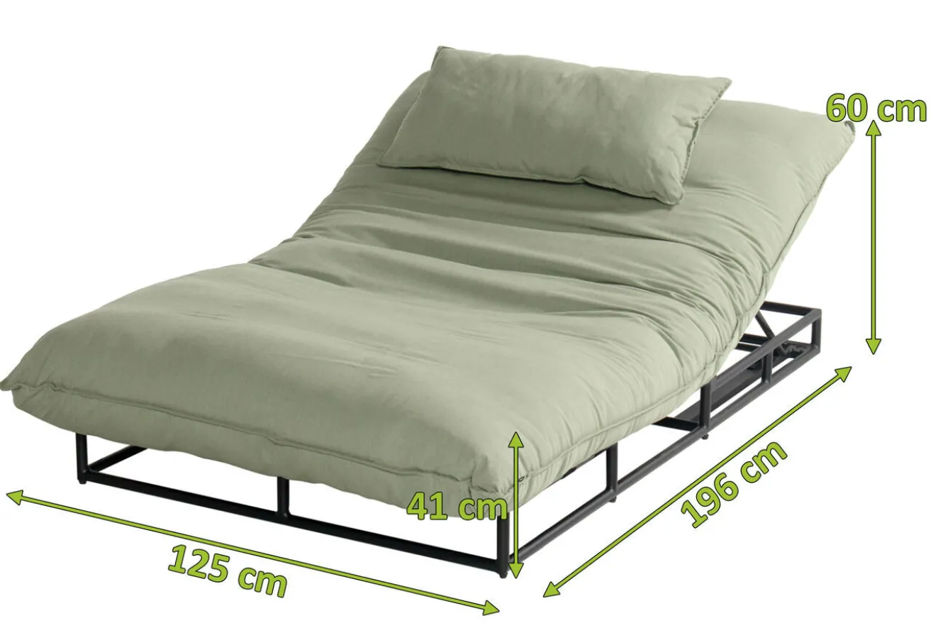 HARTMAN Emma Loungeliege, schwarz/grün, Alu/Sunbrella, 196x125x41 cm, Rückenlehne verstellbar