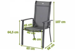 HARTMAN 4er Set Alice Comfort Stapelsessel, xerix/anthrazit, Alu/Textilene, 68x65x107cm