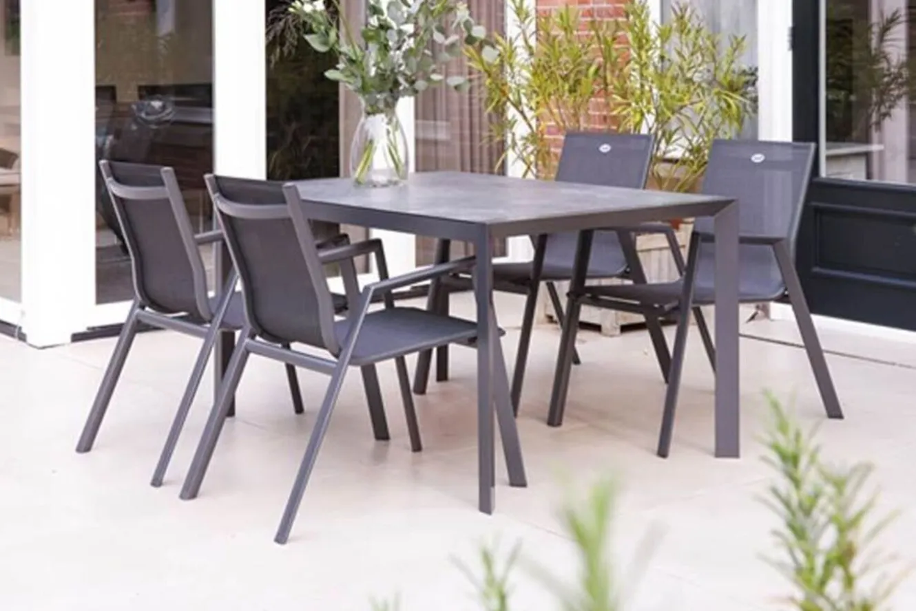 HARTMAN 4er Set Aruba Stapelsessel, xerix/anthrazit, Alu/Textilene, 75x55x88cm