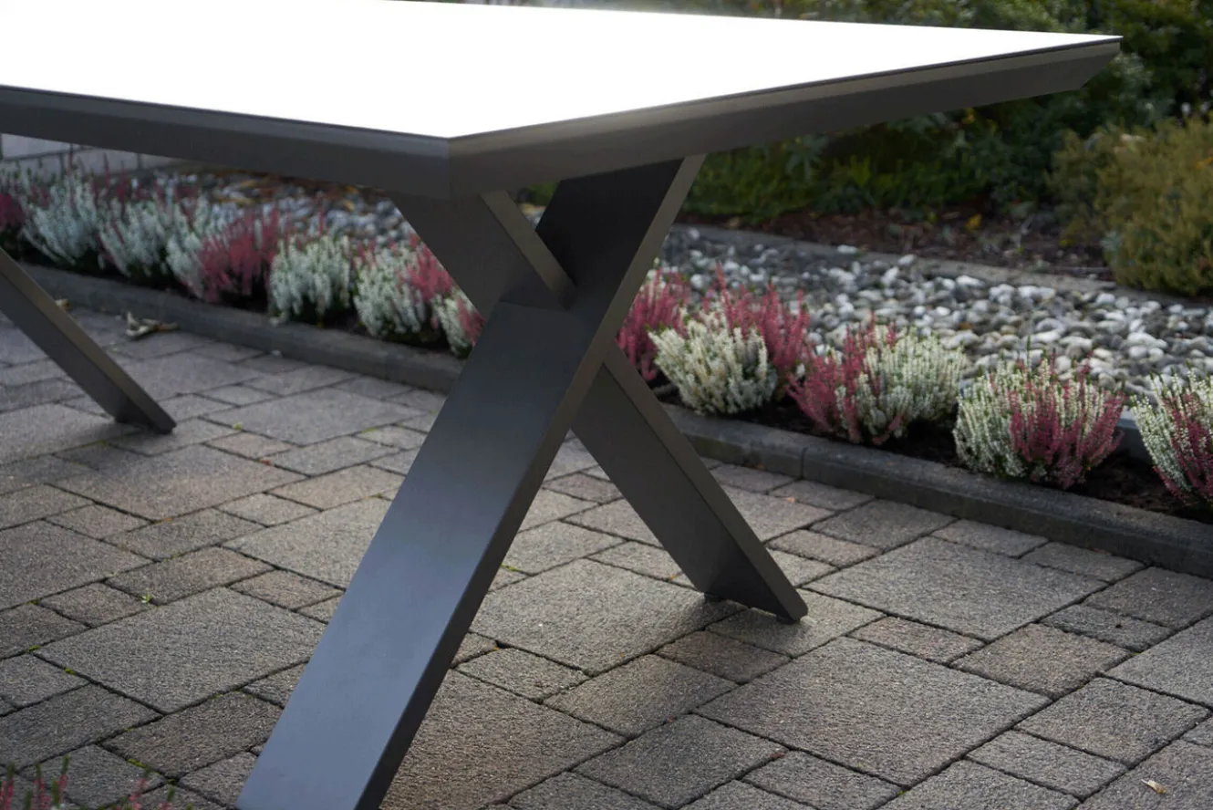 Hartman Exklusivmodell Xanadu, Da Vinci Garten-Essgruppe, 6 Personen, ausziehbarer Tisch 220–280 cm, Alu/Glaskeramik