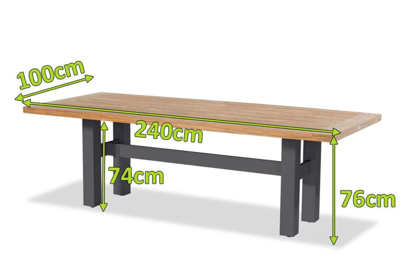 HARTMAN Exklusivmodell YasmaniEsstisch, xerix/natur, Alu/Teak, 240x100cm
