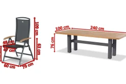 HARTMAN Exklusivmodell, Yasmani/Raffaelo Garten-Essgruppe, xerix, Alu/Teakholz, 240x100cm, 6 Klappstühle