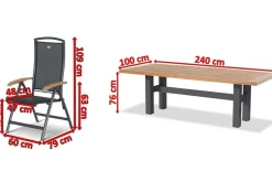 HARTMAN Exklusivmodell, Yasmani/Raffaelo Garten-Essgruppe, xerix, Alu/Teakholz, 240x100cm, 6 Klappstühle