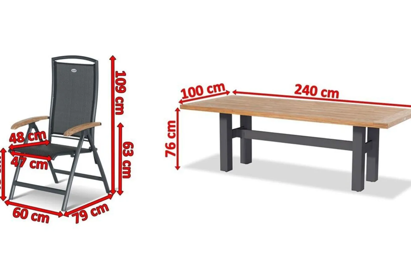 HARTMAN Exklusivmodell, Yasmani/Raffaelo Garten-Essgruppe, xerix, Alu/Teakholz, 240x100cm, 6 Klappstühle