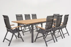 HARTMAN Garten-Essgruppe, xerix-anthrazit, Alu/Teakholz, 4x4 Textilen, 210/150x90 cm, 8 Personen