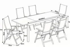HARTMAN Garten-Essgruppe, xerix-anthrazit, Alu/HPL, 260/160x90 cm, 6 Hochlehner