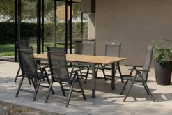 HARTMAN Garten-Essgruppe, xerix-anthrazit, Alu/Teakholz, 210/150x90 cm, 6 Personen