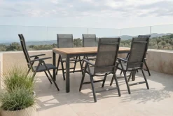 HARTMAN Garten-Essgruppe, xerix-anthrazit, Alu/Teakholz, 210/150x90 cm, 6 Personen