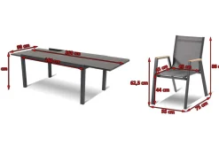 HARTMAN Garten-Essgruppe, xerix-anthrazit, Alu/HPL, 260/160x90 cm, 6 Sessel