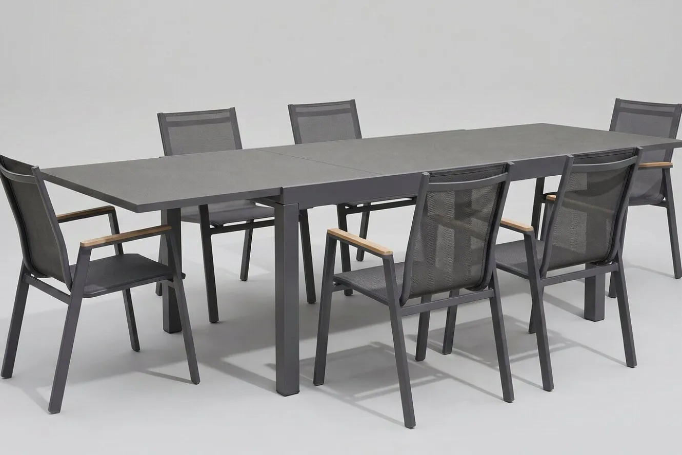 HARTMAN Garten-Essgruppe, xerix-anthrazit, Alu/HPL, 260/160x90 cm, 6 Sessel
