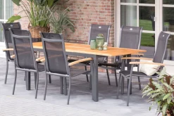 HARTMAN Gartenmöbel-Set, xerix-anthrazit, Alu/Teakholz, 4x4 Textilen, 210/150x90 cm, 6 Personen