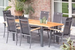 HARTMAN Gartenmöbel-Set, xerix-anthrazit, Alu/Teakholz, 4x4 Textilen, 210/150x90 cm, 6 Personen