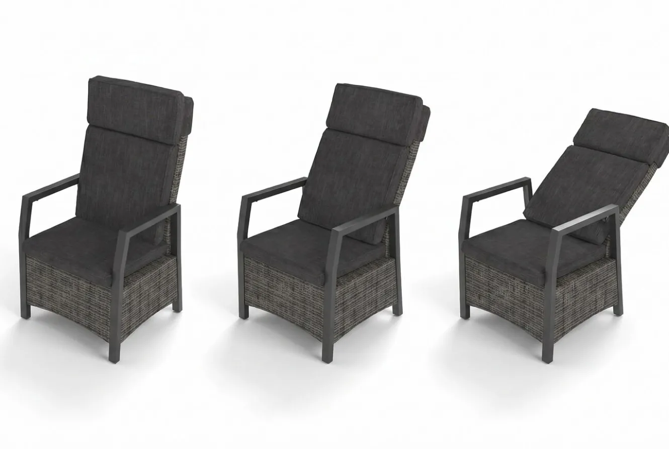 HARTMAN Nova Garten-Essgruppe, anthrazit/grau, Alu/Polyrattan/Glaskeramik, 220/280 x 100 cm, ausziehbarer Tisch, verstellbare Sessel