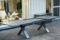 HARTMAN Nova Garten-Essgruppe, anthrazit/grau, Alu/Polyrattan/Glaskeramik, 220/280 x 100 cm, ausziehbarer Tisch, verstellbare Sessel