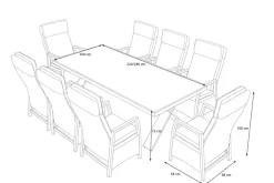 HARTMAN Nova Garten-Essgruppe, anthrazit/grau, Alu/Polyrattan/Glaskeramik, 220/280 x 100 cm, ausziehbarer Tisch, verstellbare Sessel