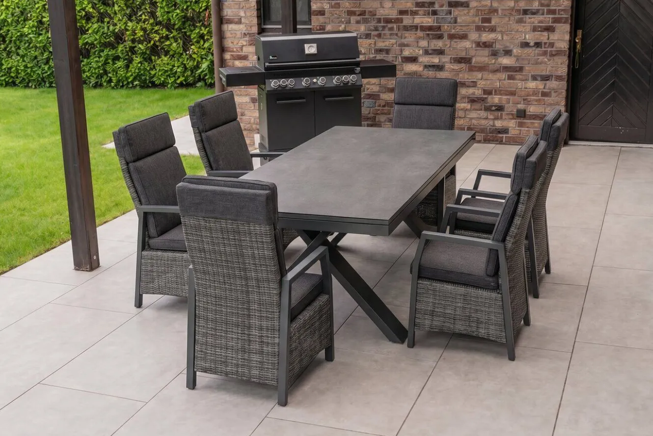 HARTMAN Nova Garten-Essgruppe, 6 Personen, ausziehbar, 220-280cm, Alu/Polyrattan/Glaskeramik