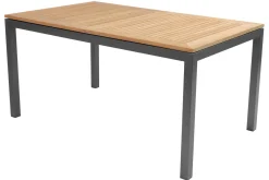 HARTMAN Nova Garten-Essgruppe mit 4 Sesseln, anthrazit/grau, Alu/Polyrattan/Teak, 150/210 x 90 cm, ausziehbarer Tisch, verstellbare Rückenlehne