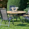 HARTMAN Provence / Raffaelo Garten-Essgruppe, xerix/anthrazit, Alu/Teakholz, ⌀150cm, 5 Klappstühle, inkl. Eiskühler