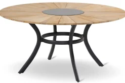 HARTMAN Provence / Raffaelo Garten-Essgruppe, xerix/anthrazit, Alu/Teakholz, ⌀150cm, 5 Klappstühle, inkl. Eiskühler