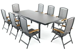 HARTMAN Raffaelo Garten-Essgruppe, xerix, Alu/Textilene, Tisch 180/240x100cm, 8 Klappstühle