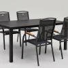 HARTMAN Raffaelo Garten-Essgruppe, xerix/anthrazit, Alu/Spraystone/Teak, 160x95 cm, 4 Stapelsessel, Teak Armlehnen