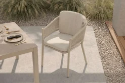 HARTMAN Shades of Colour Altea Diningsessel, sand/beige, Polyester/Rope-Geflecht, 58 x 62 x 81 cm, inkl. Kissen und ergonomischer Rückenlehne