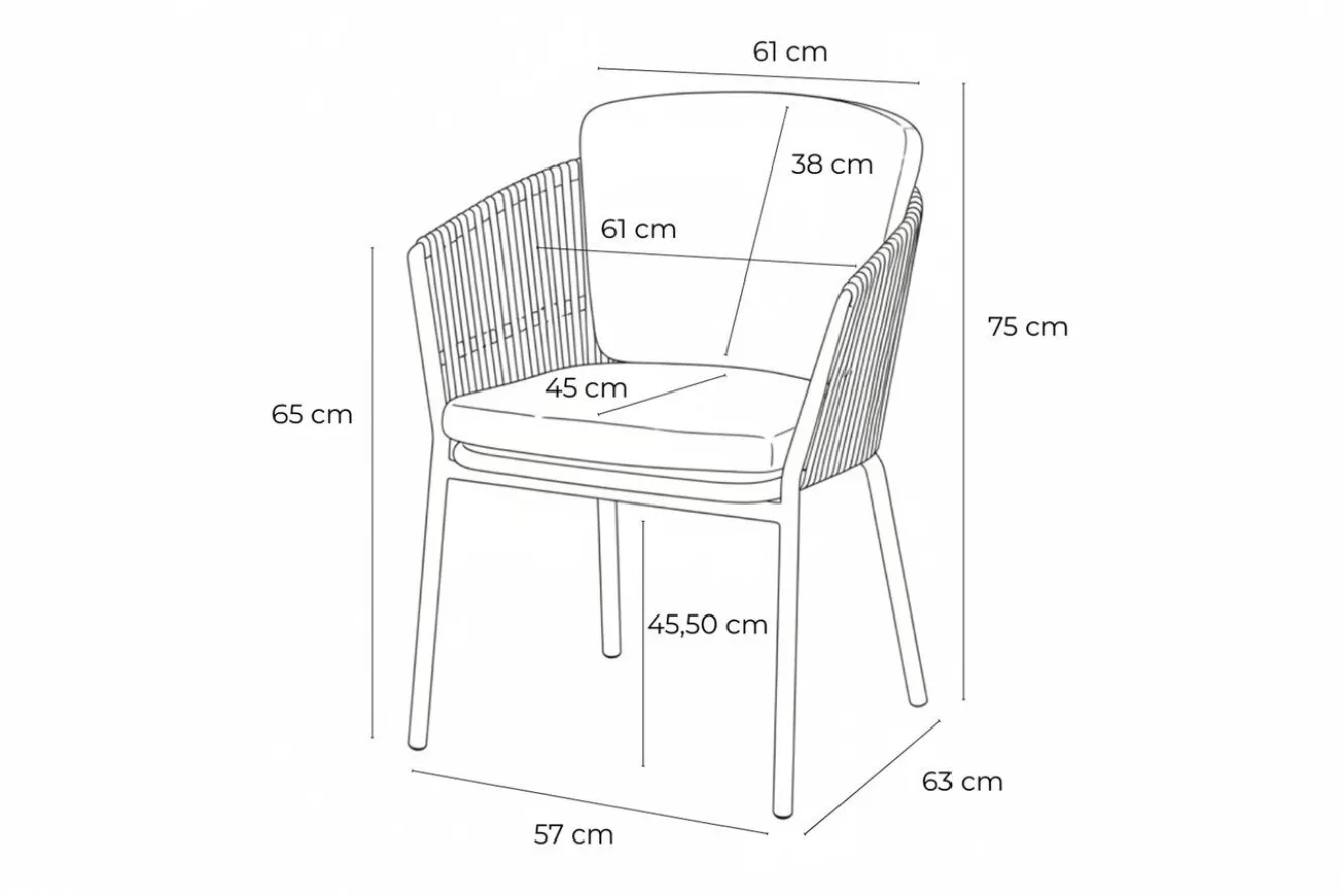 HARTMAN Shades of Colour Sevilla Diningsessel, cappuccino/beige, Polyester/Rope-Geflecht, 63 x 57 x 75 cm, inkl. Polster