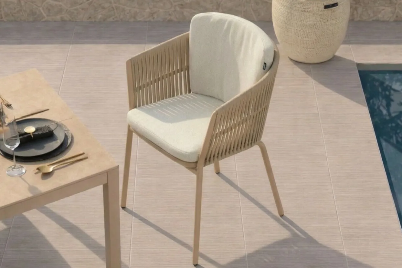 HARTMAN Shades of Colour Sevilla Diningsessel, cappuccino/beige, Polyester/Rope-Geflecht, 63 x 57 x 75 cm, inkl. Polster