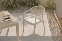 HARTMAN Shades of Colour Taragona Gartensessel, sand/beige, Alu/Polyester/Rope-Geflecht, 58 x 62 x 79 cm, stapelbar