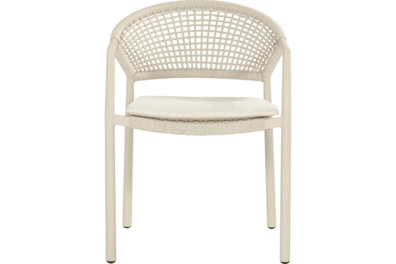 HARTMAN Shades of Colour Taragona Gartensessel, sand/beige, Alu/Polyester/Rope-Geflecht, 58 x 62 x 79 cm, stapelbar
