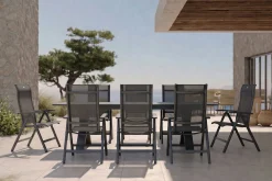 HARTMAN Sondermodell Xanadu / Alice Comfort Garten-Essgruppe, xerix/anthrazit, Alu/Glaskeramik, 8 Klappstühle, 220/280x100cm