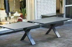 HARTMAN Sondermodell Xanadu / Raffaelo Garten-Essgruppe, xerix/anthrazit, Alu/Glaskeramik, 2 Stapelsessel, 6 Klappstühle, 220/280x100cm