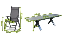 HARTMAN Sondermodell Xanadu / Alice Comfort Garten-Essgruppe, xerix/anthrazit, Alu/Glaskeramik, 6 Klappstühle, 220/280x100cm