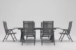HARTMAN Sondermodell Xanadu / Alice Comfort Garten-Essgruppe, xerix/anthrazit, Alu/Glaskeramik, 6 Klappstühle, 220/280x100cm