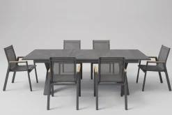 HARTMAN Sondermodell Xanadu / Aruba Set, xerix/anthrazit, Alu/Glaskeramik, 6 Stapelsessel, 220/280x100cm