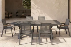 HARTMAN Sondermodell Xanadu / Aruba Set, xerix/anthrazit, Alu/Glaskeramik, 6 Stapelsessel, 220/280x100cm