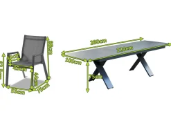 HARTMAN Sondermodell Xanadu / Aruba Garten-Essgruppe, xerix/anthrazit, Alu/Glaskeramik, 10 Stapelsessel, 220/280x100cm