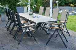 HARTMAN Sondermodell Xanadu / Aruba Garten-Essgruppe, xerix/anthrazit, Alu/Glaskeramik, 10 Klappstühle, 220/280x100cm