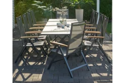 HARTMAN Sondermodell Xanadu / Aruba Garten-Essgruppe, xerix/anthrazit, Alu/Glaskeramik, 10 Klappstühle, 220/280x100cm