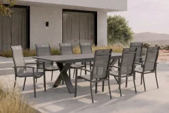 HARTMAN Sondermodell Xanadu / Alice Comfort Set, xerix/anthrazit, Alu/Glaskeramik, 8 Stapelsessel, 220/280x100cm