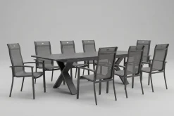 HARTMAN Sondermodell Xanadu / Alice Comfort Set, xerix/anthrazit, Alu/Glaskeramik, 8 Stapelsessel, 220/280x100cm